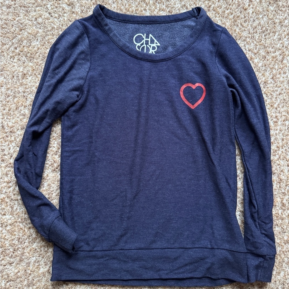 Chaser crew heart sweatshirt size small navy